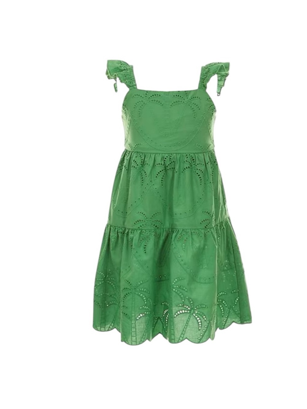 Green Chelsea & Violet Big Girls Eyelet Tiered Dress Size M (10/12)